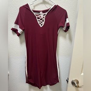 NWOT: Sporty burgundy/maroon bodycon dress